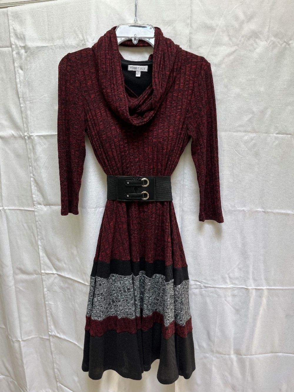 Burgundy Cowl Neck A-line Midi Dress